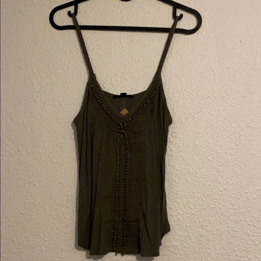 AE ribbed crochet olive green spaghetti strap xs